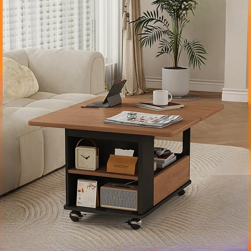 Living room sofa removable folding coffee table side table with wheeled trolley small apartment multi-functional tea table