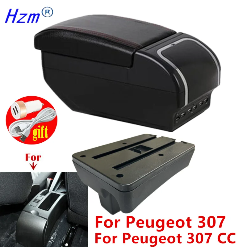 

For Peugeot 307 CC Convertible Car Armrest box Auto double-layer Storage Box Cup Holder Interior Dedicated Retrofit Accessory