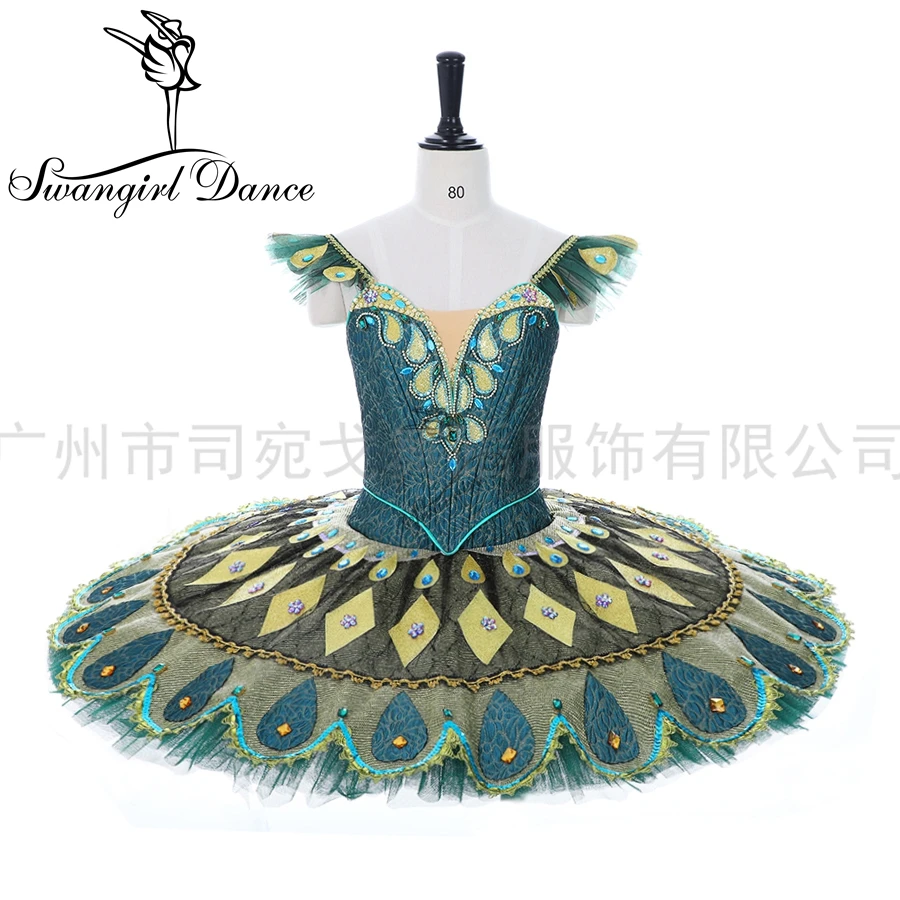 High quality La Esmeralda professional ballet tutu girls green gold YAGP competition tutu costumes dress pancake tutu  BT2066