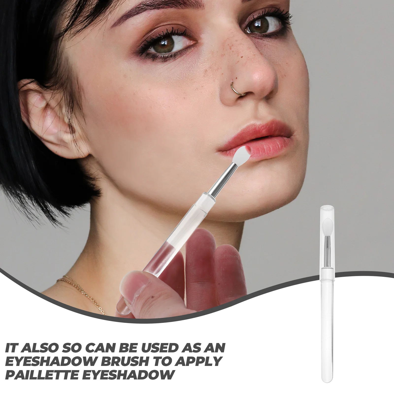 

4Pcs Silicone Brush Eyeshadow Applicator Dustproof Travel Compact Design Easy Carry Lip Mask Brush Lips Eyes Makeup