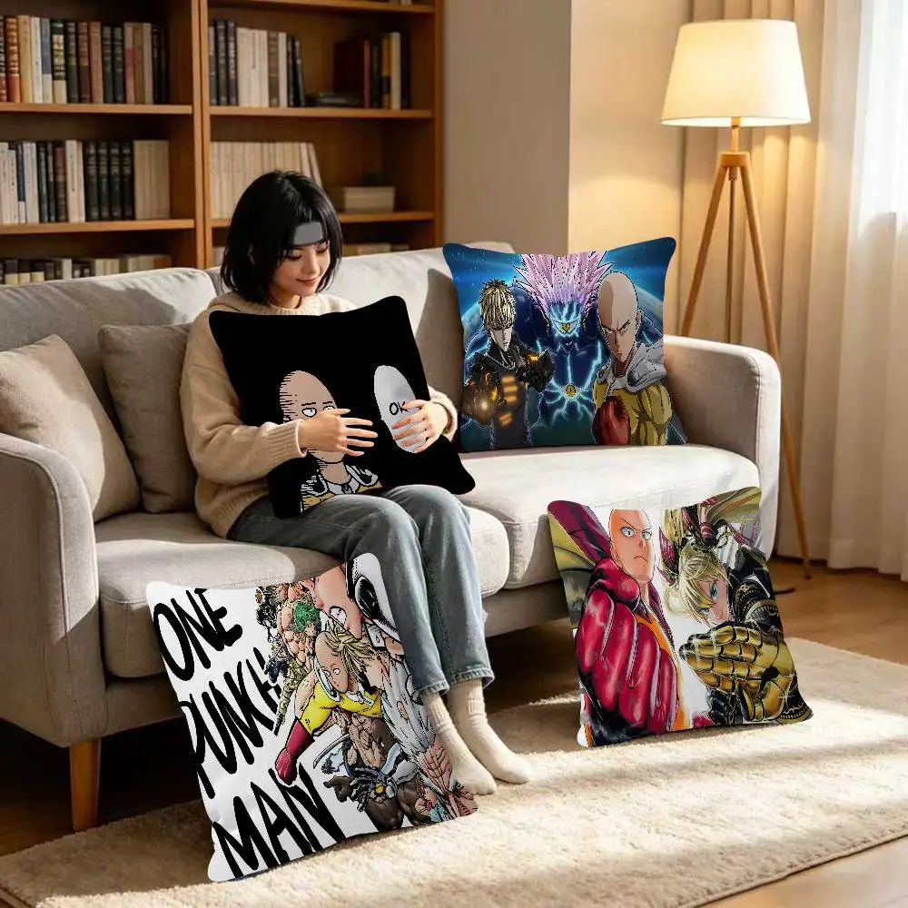 O-One P-Punch Man Anime Pillow Cover for Bedroom Room and Living Room Sofa Decorative Cushion Cover