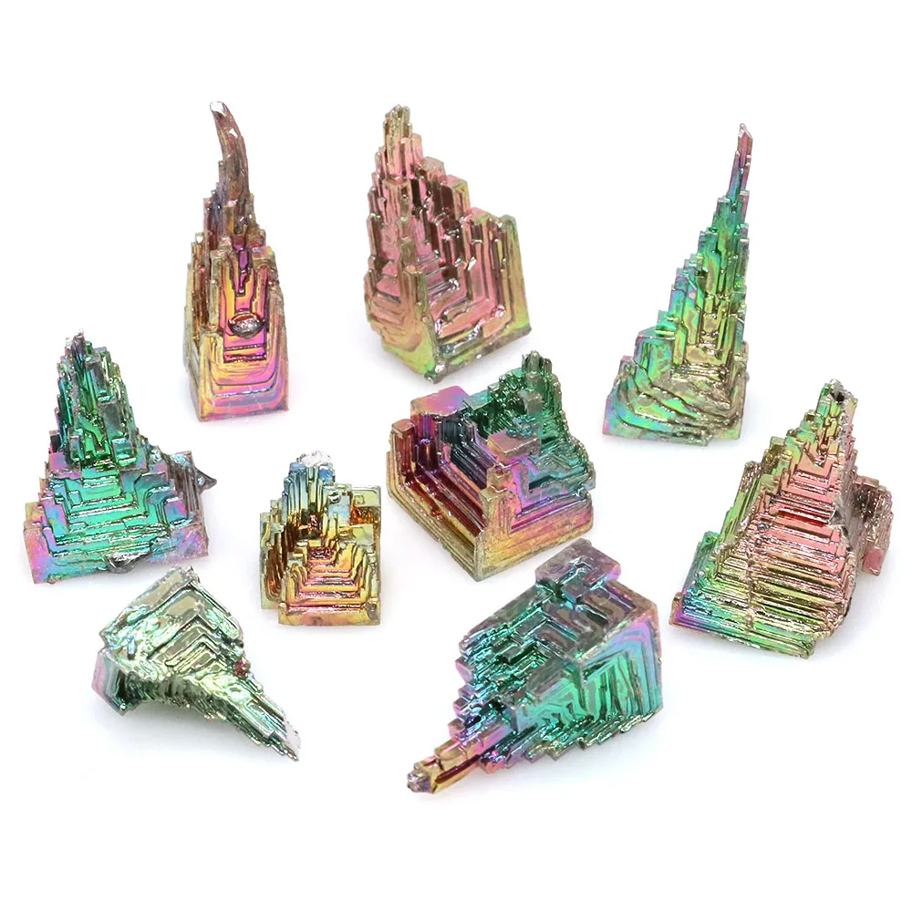 Natural Bismuth Tower Metal Mineral Pyramid Stones Reiki Healing Crystals Meditation Witchcraft Gems Collection Home Decor Gifts