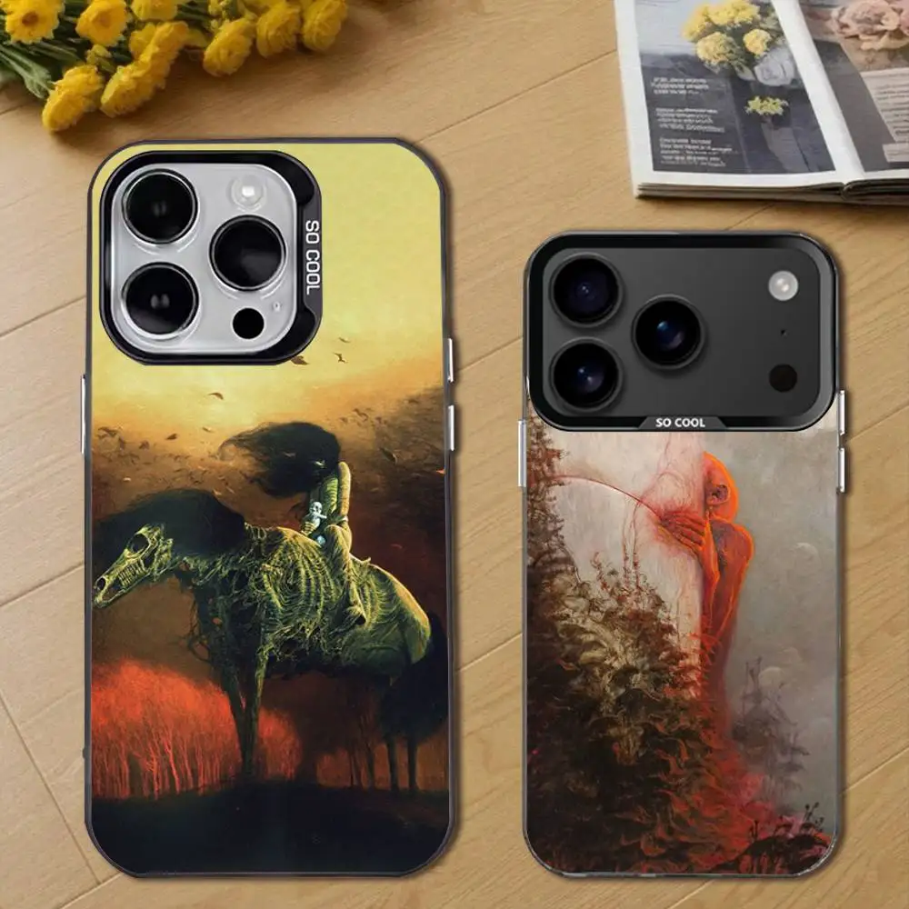 Z-Zdzislaw b-beksinski Art coque de téléphone pour iPhone 17,16,15,14,13,12,11,Pro,Max,Plus,E,Air,Mini couverture en Tpu noir