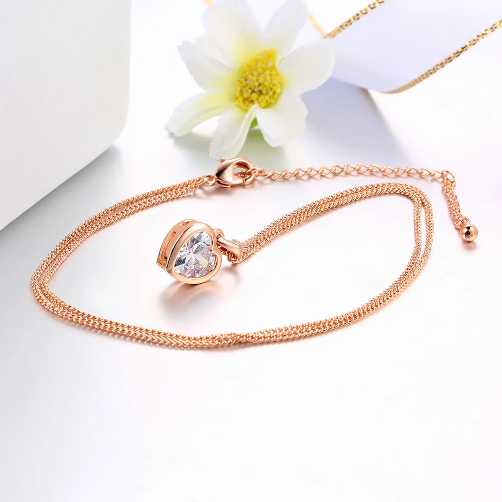 Top Quality Heart Crystal Rose Gold Color Fashion Pendant Jewelry Made with Austria Crystal ZYN129 ZYN130