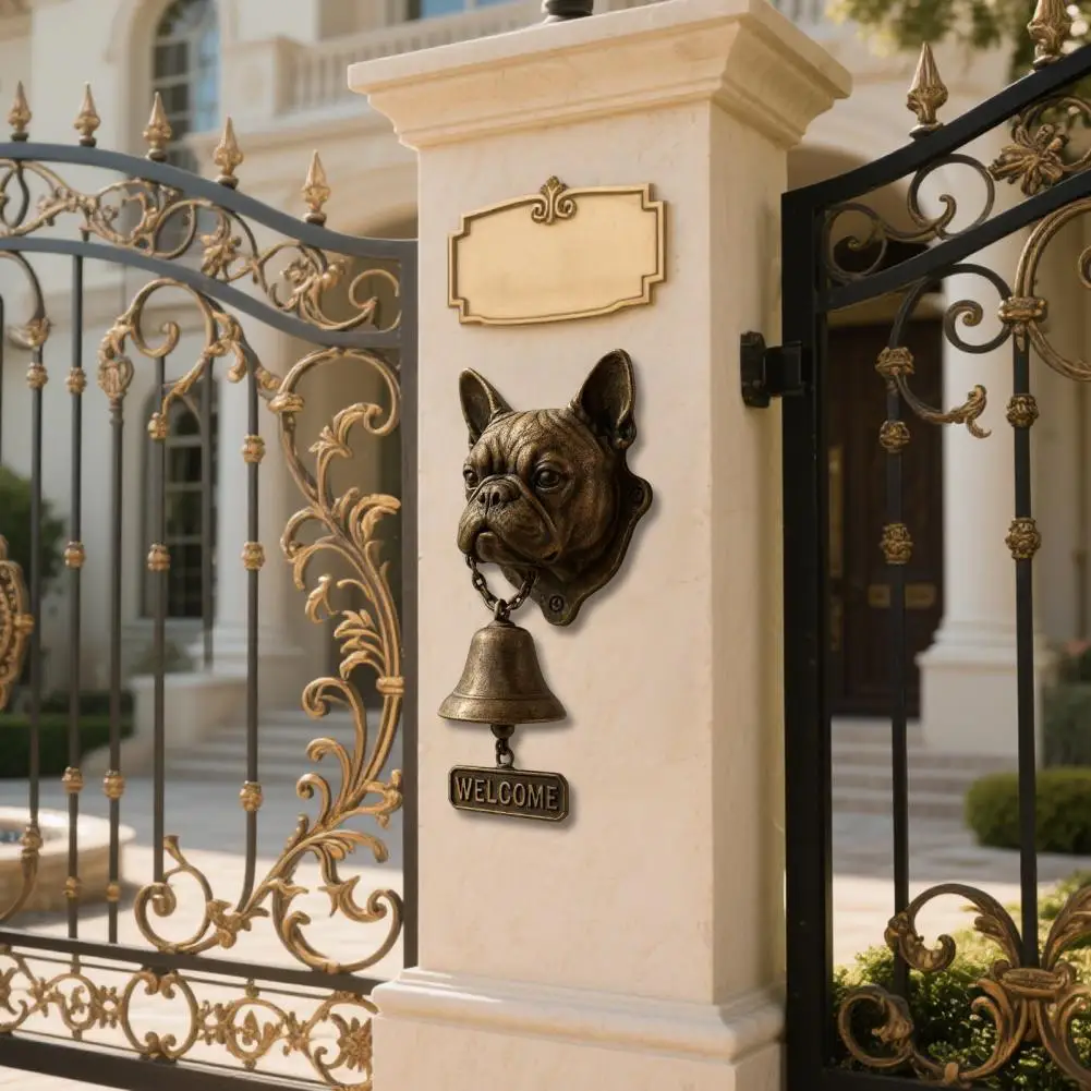 Retro Dog Welcome Door Bell Front Door Puppy Head Shopkeeper Bell Home Office Entrance Decorative Bell Pet Lover Gift
