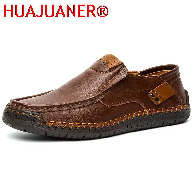 

Fashion Casual Leather Shoes Non-slip Men Footwear Vintage Style Mens Casual Shoes Male Handmade Loafers Versatile Walking Shoes