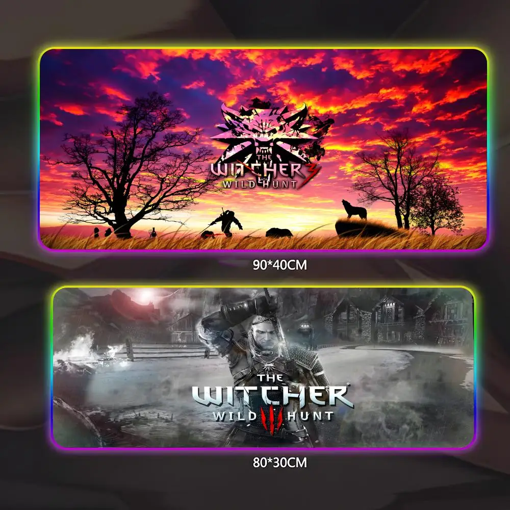

Коврик для мыши Witcherswild Hunt, коврик для мыши, геймерский люминесцентный светодиодный коврик для мыши, игровой стол, RGB настольный коврик, клавиатура, коврик для мыши для ПК