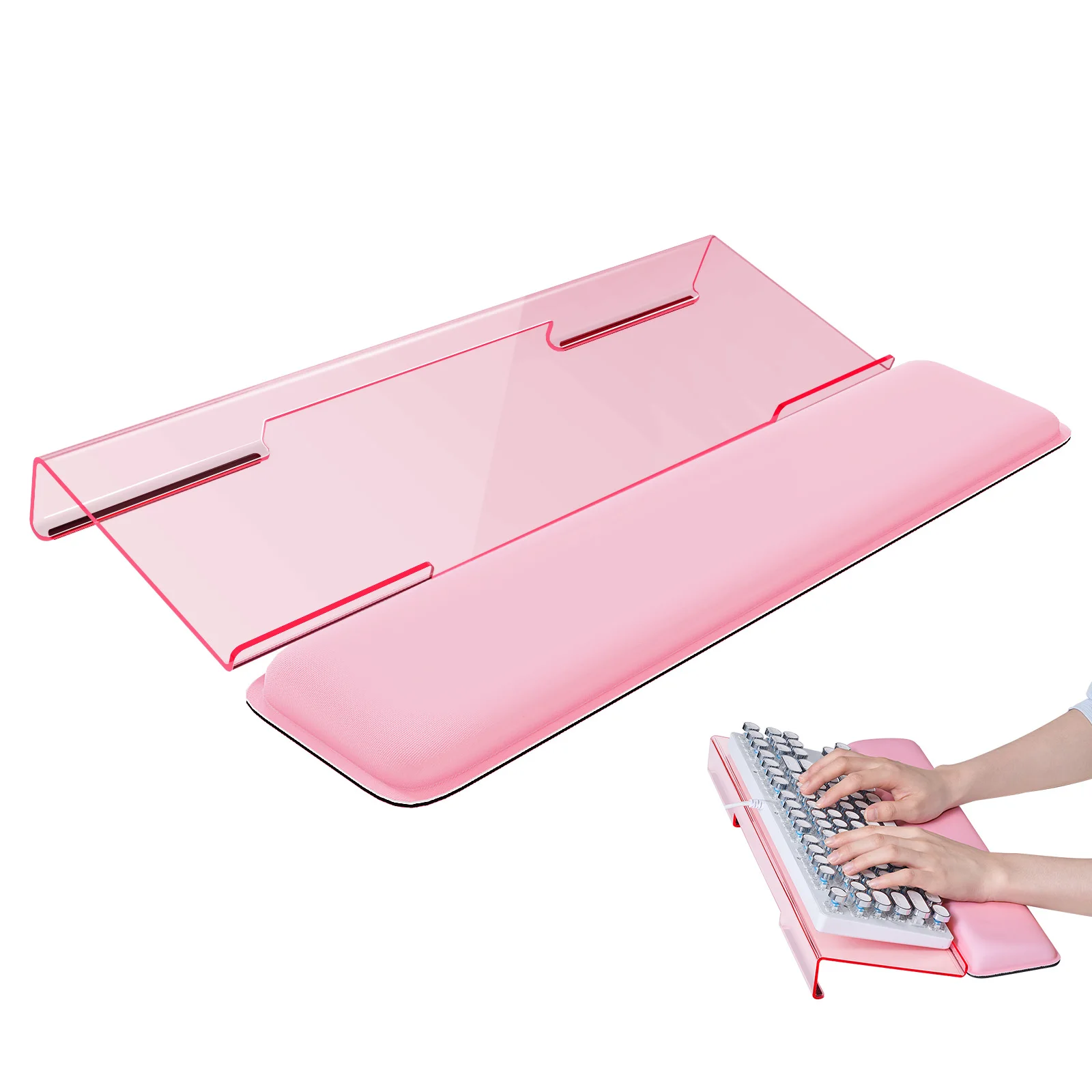Computer Keyboard Wrist Rest Stand for Desktop, Acrylic Tilted Computer Keyboard Holder for Easy Ergonomic Typing