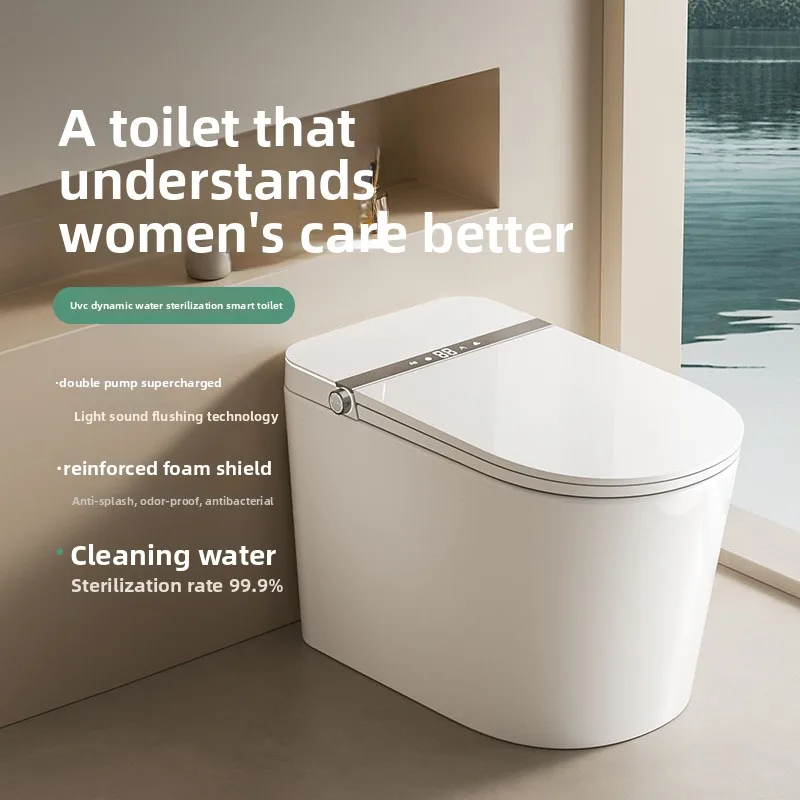 Smart Toilet Double Pump Flush Silent Antibacterial Capacitive Foot Flush Built-in Water Tank Foam Shield Toilet