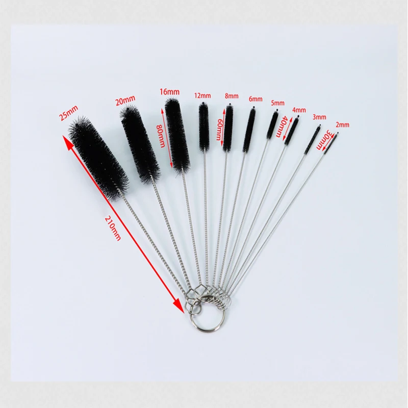 10Pcs Set Stainless Soft Hair Suction Glass Tube Cleaner Brushes Nylon Bottle Fish Tank Pipe Brush Household cleaning tools