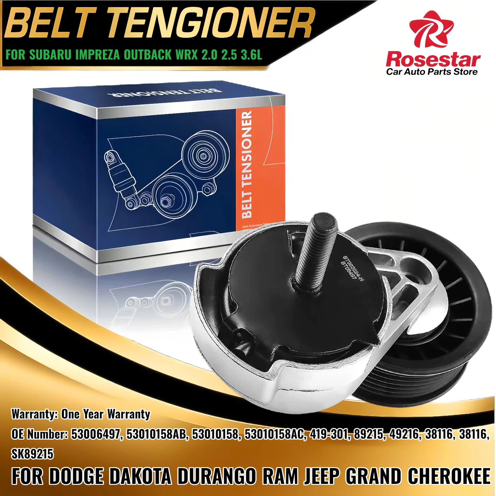 

Натяжитель ремня со шкивом для Dodge Ram 1500 2500 3500 Dakota Jeep Grand Cherokee 53006497, 53010158AB, 53010158, 53010158AC