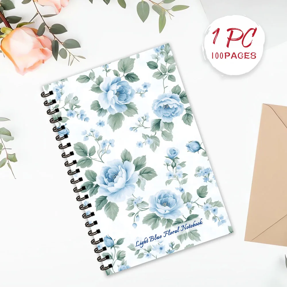 Carnet à fleurs bleues, journal, pages lignées vierges, cadeau idéal pour la prise de notes, inspirant pour les hommes et les femmes, parfait pour les étudiants