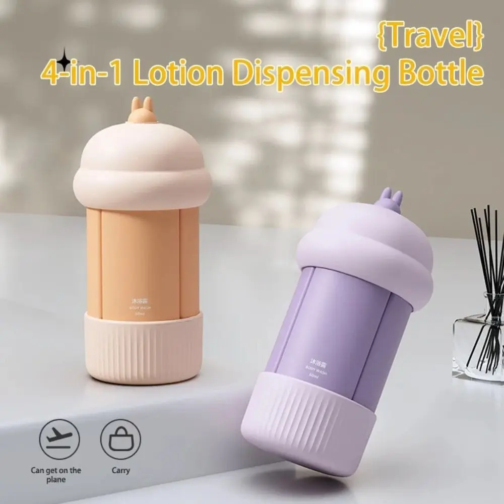 

4 in 1 Silicone Travel Bottle Set Leakproof 60ml Refillable Bottles Set Empty Save Space Press Container Organizer Shampoo