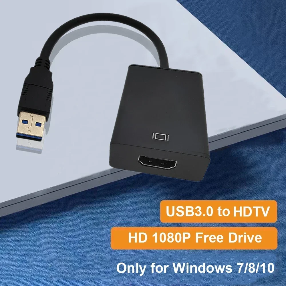 USB 3.0からHDTV互換の外部ビデオアダプターケーブル、ポータブルオーディオコンバーター、1080p、ドライブフリー