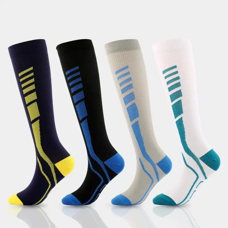 4pair  New Women Compression Socks Elastic Stockings Nylon Pressure Leg Square Nurse Sport Knee High Stocking Plain Stretch