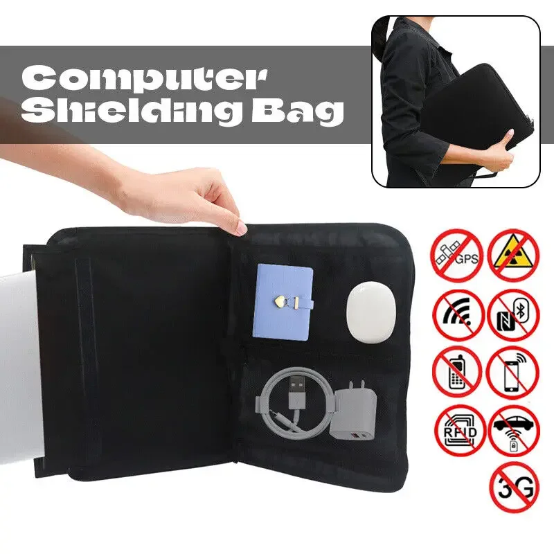 Signal Blocking Bag Mobile Phone Anti-radiation Signal Shielding Bag Faraday Cage Pouch Computer Phone Blocker Handbag Black