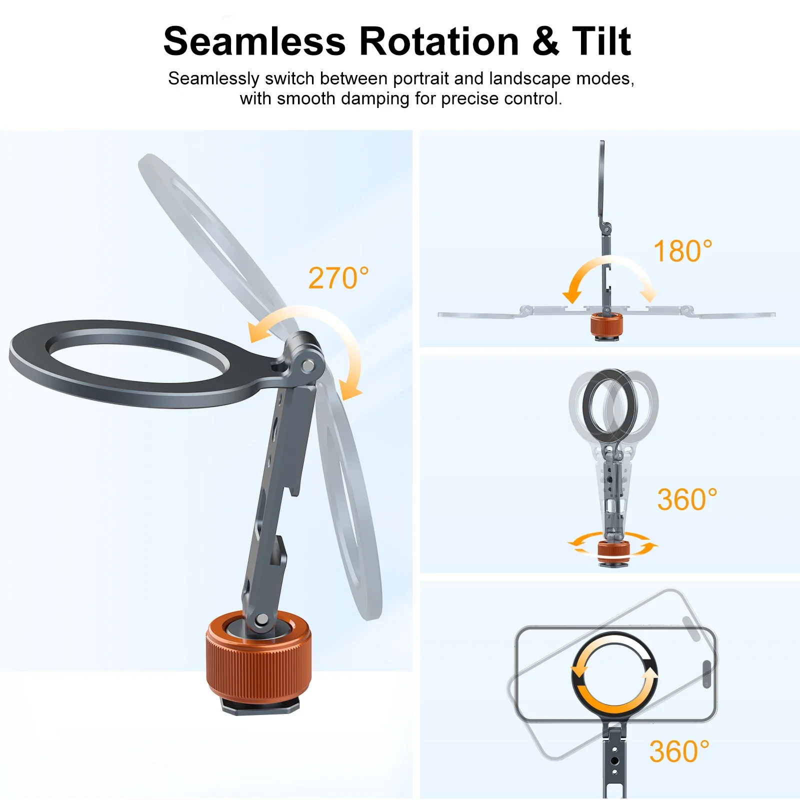 Magnetischer Cold Shoe Mount Handyhalter mit 1/4 und 3/8 Schraube für Kamerastativ für iPhone 17/16/15/14/13/12 Serie Android