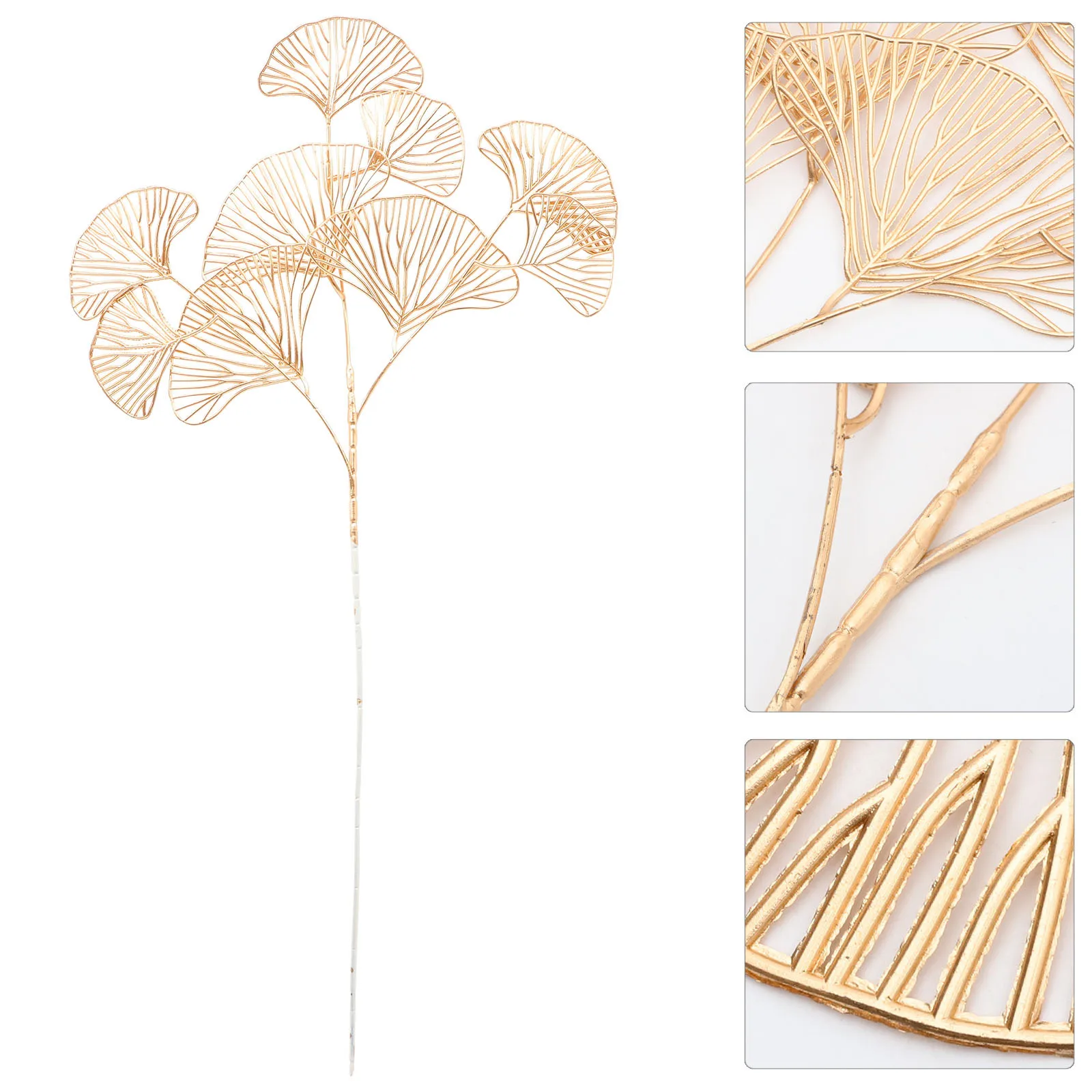 

4Pcs Faux Ginkgo Stems Leaves Natural Touch Artificial Plants for Desk Kitchen Bookshelf Decor Simulation Ginkgo Leaf Stems