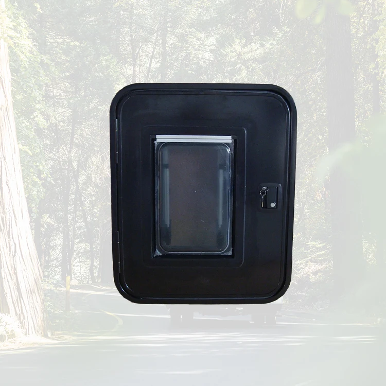 

RV Teardrop Door with Push-out Acrylic Window Can Be Opened Freely to Block Wind and Rain Trailer Door