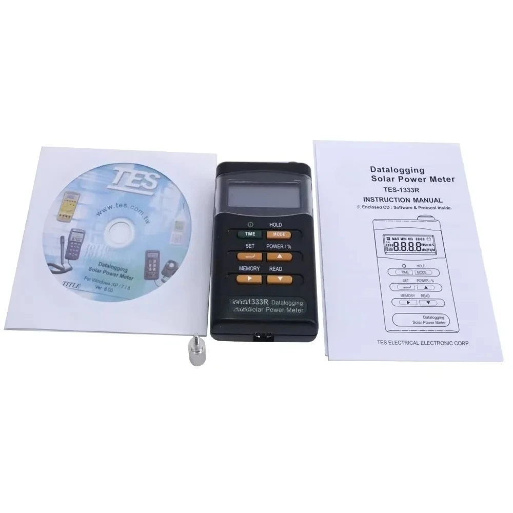 TES-1333r Datalogging Solar Power Meter RS-232 Inte  ace