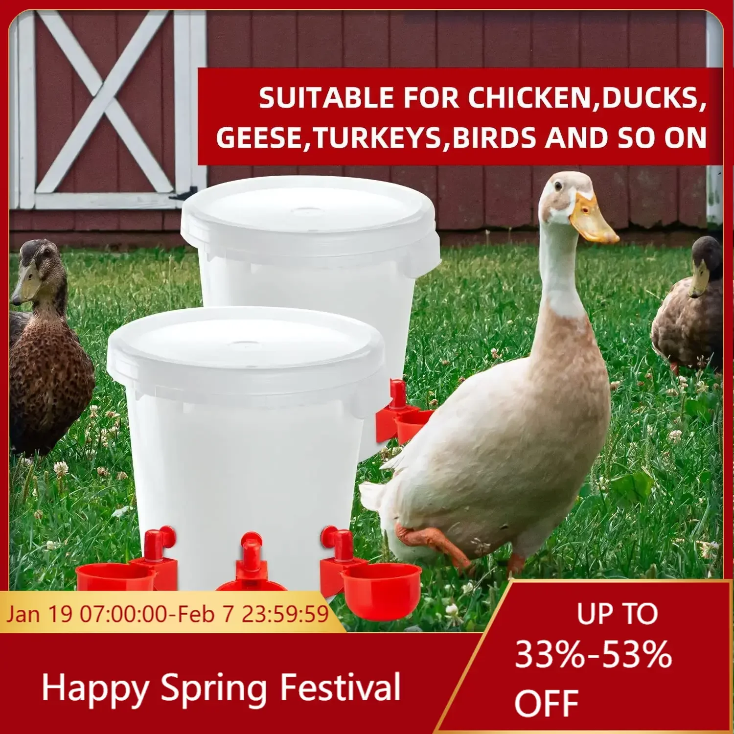 Chicken Drinking Cup Automatic Drinker Chicken Feeder Plastic Poultry Waterer Drinking Water Feeder for Chicks Duck Goose Quail