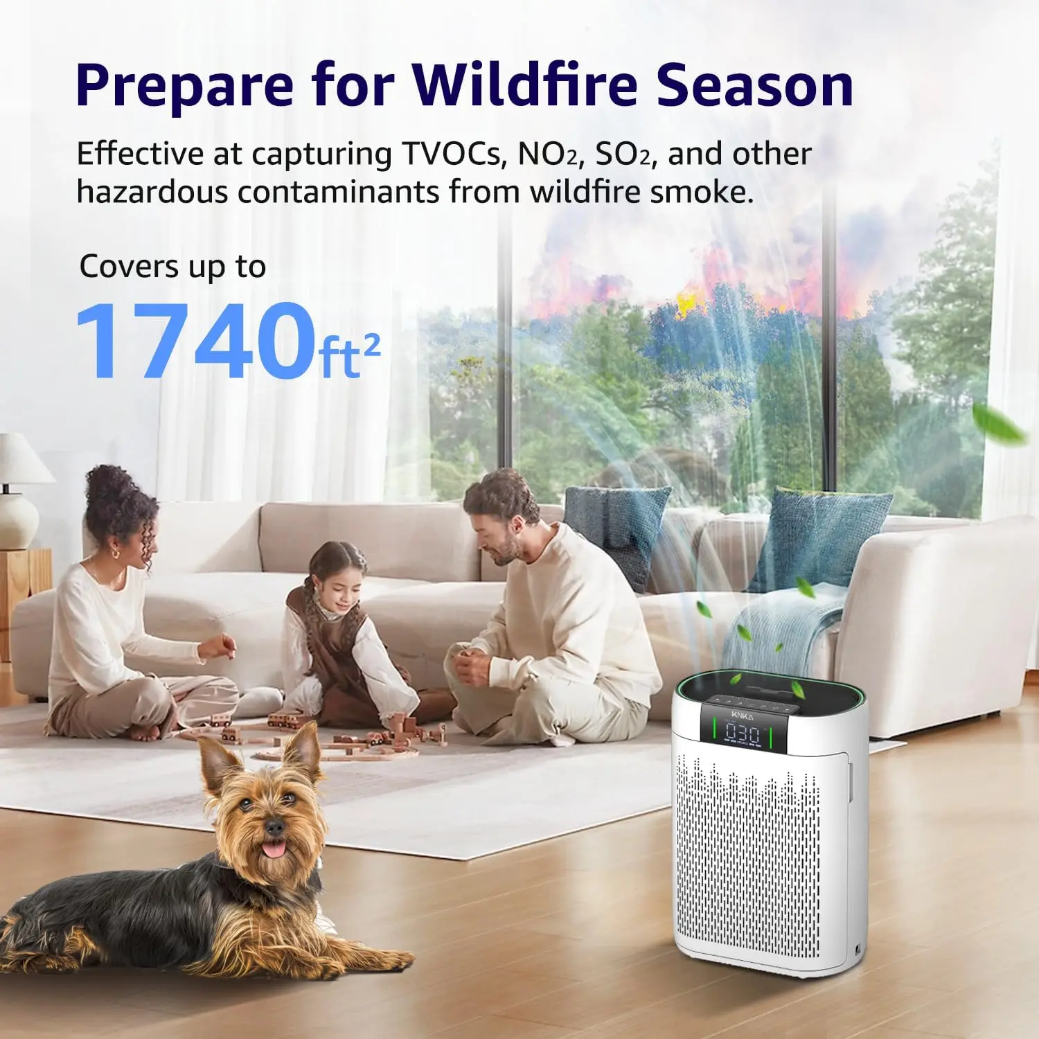 Air Purifiers for Home Large Room Bedroom up to 1740 Ft², Hepa Air Purifier with Air Quality Monitor, Smart WiFi Sleep Mode,