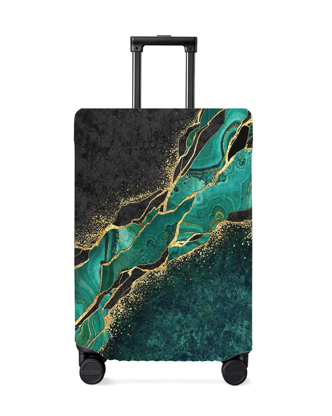 

Abstract Black Marble Green Malachite Luggage Cover Stretch Baggage Protector Dust Cover for 18-32 Inch Travel Suitcase Case