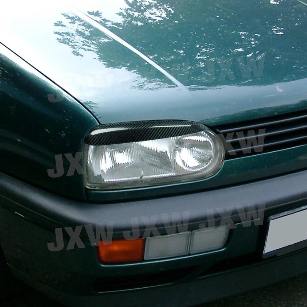 Carbon Fiber Car Front Bumper Eyelid Eyebrow Trims for Volkswagen Golf 3 MK3 1992-1999  Headlight Eyelid Head Lamp Eyebrow Cover