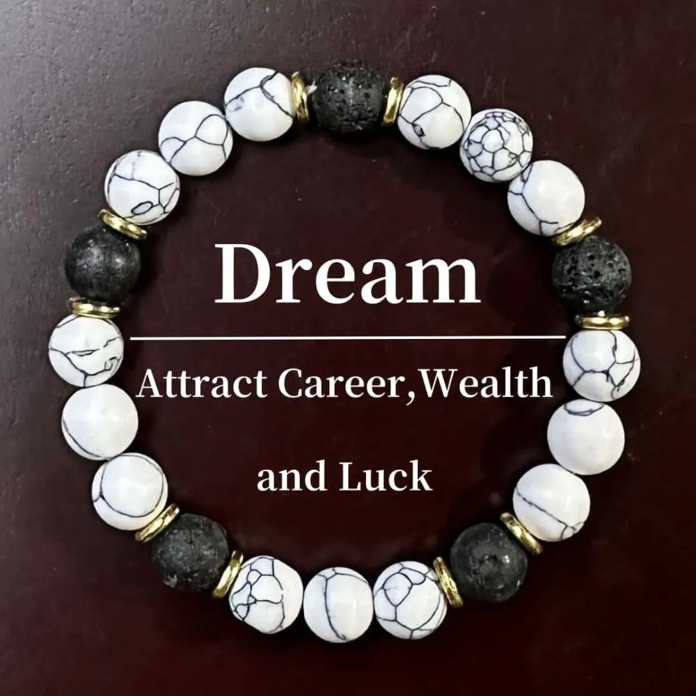 Crystal Quartz Agate Stone Bracelet‌ Positive Energy Relieve Stress Symbolic Beaded Bracelet‌ Luck Wealth Elastic Bangles