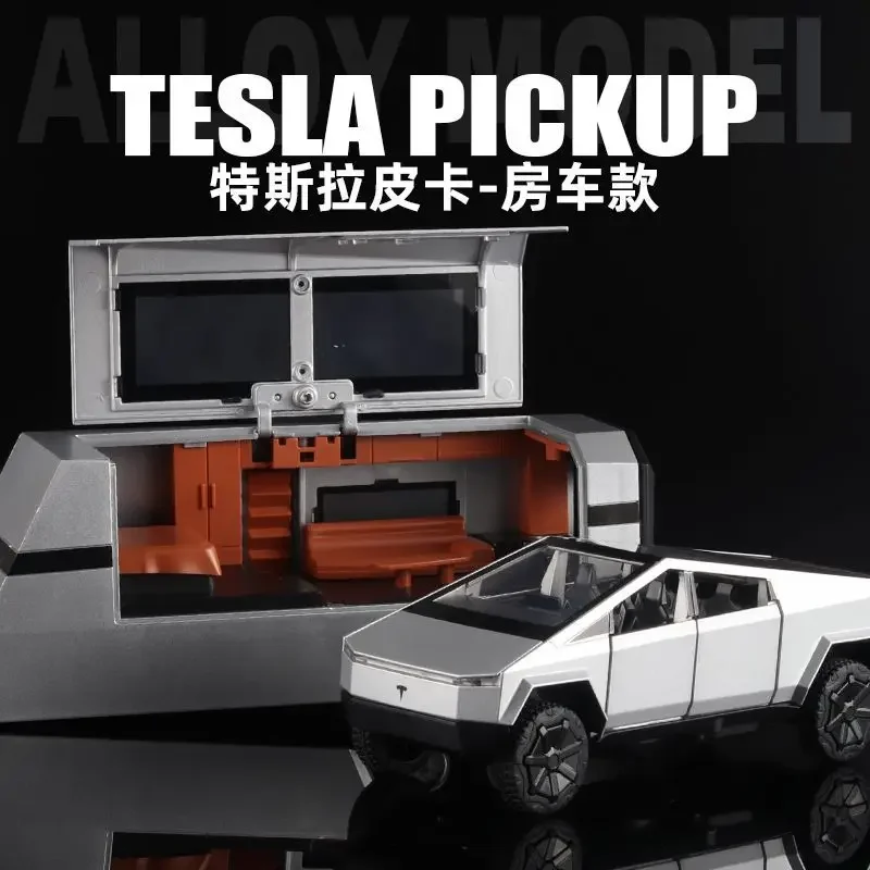 1: 32 Models Anime Surrounding Tesla Pickup Trailer Model Ornament Handmade Model Children's Christmas Gift