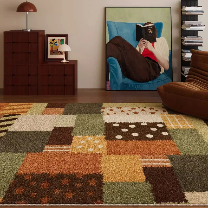 

Carpet Living Room Dopamine Floor Mat Retro Sofa Leave-in Wipe Winter No Care Coffee Table Plush Christmas American