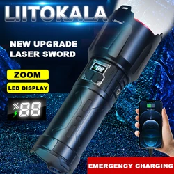 LiitoKala strong light LF-2406 flashlight with replaceable 18650 battery, 1000LM or more, 3400mAh * 4 Type-C charging USB output