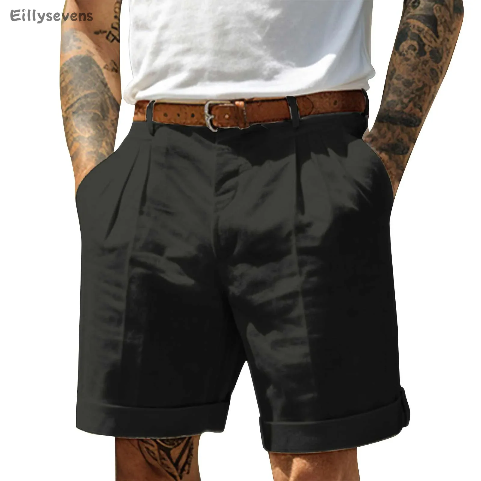 Men's Sports Cotton Linen Casual Loose Shorts Casual Pajamas Pocket Jogging Shorts Pants