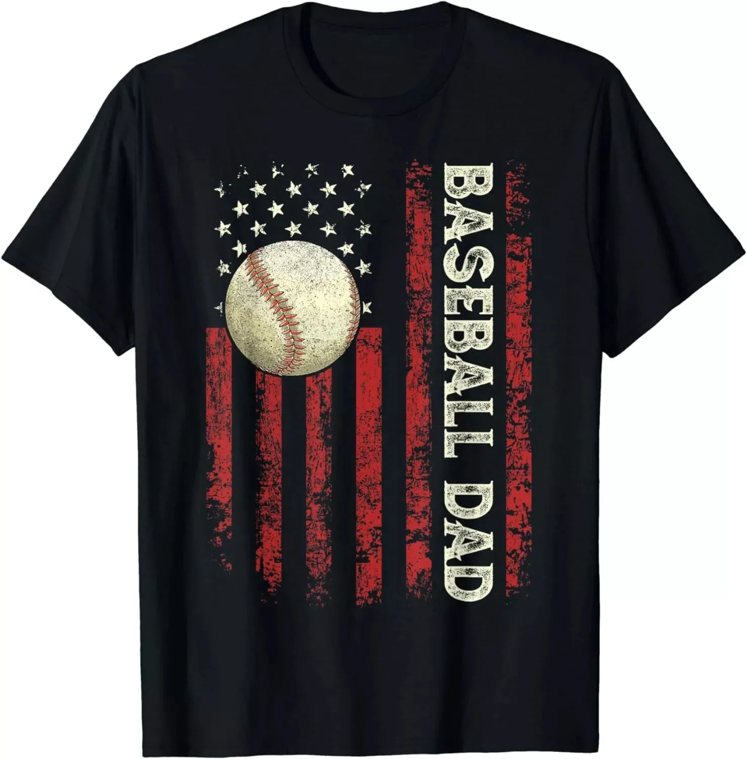 

Fathers Day Baseball Dad USA Flag Gifts For Dad Men Baseball Unisex T-Shirt