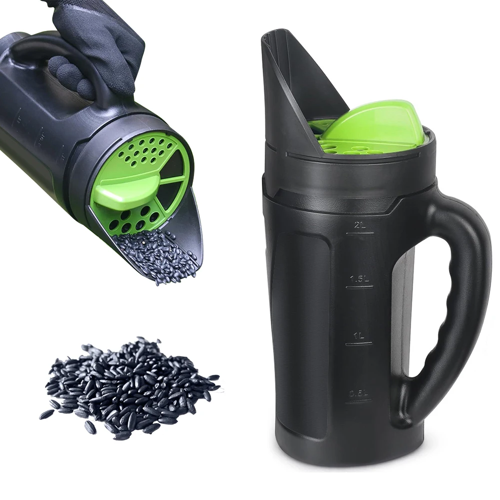 

Handheld Seed Spreader Manual Lawn Seeder Adjustable Opening Sizes Lawn Fertilizer Spreader Seed Dispenser for Salt Ice Melt