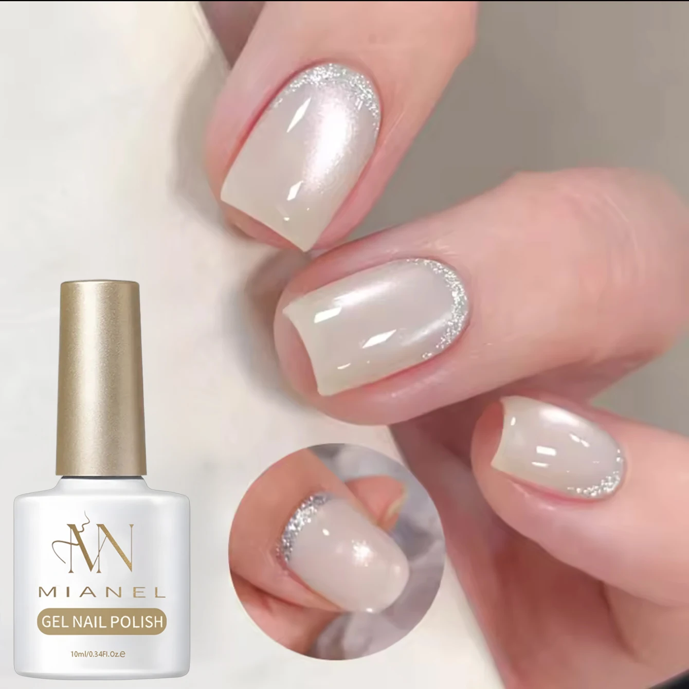 MIANEL 10ML Rose White Cat Eye Gel Nagellack Vielseitiger Weißer Katzenaugen-Magnetlack für Nagelkunst Salon-Gebrauch Weiße Nägel