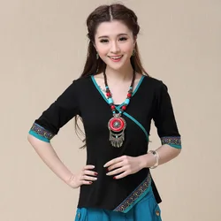 Cheongsam Womens Plus Size Short Tops 2025 Summer Fashion Cotton Blend Embroidery Cheongsam Slim fit Chinese Qipao Shirts Woman