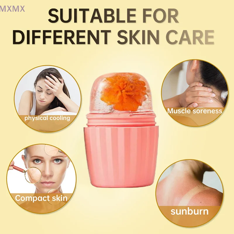 Sfera di ghiaccio in silicone Rullo per il viso Strumenti per il contorno del sollevamento del viso Stampo per sfera di ghiaccio fai-da-te Massaggiatore per il viso degli occhi Strumenti per la cura della pelle di bellezza