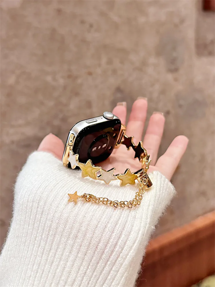 

Suitable for HW Watch Fit3/Fit4 watch straps and HW Band 8/9/10NFC five pointed star chain handmade watch straps