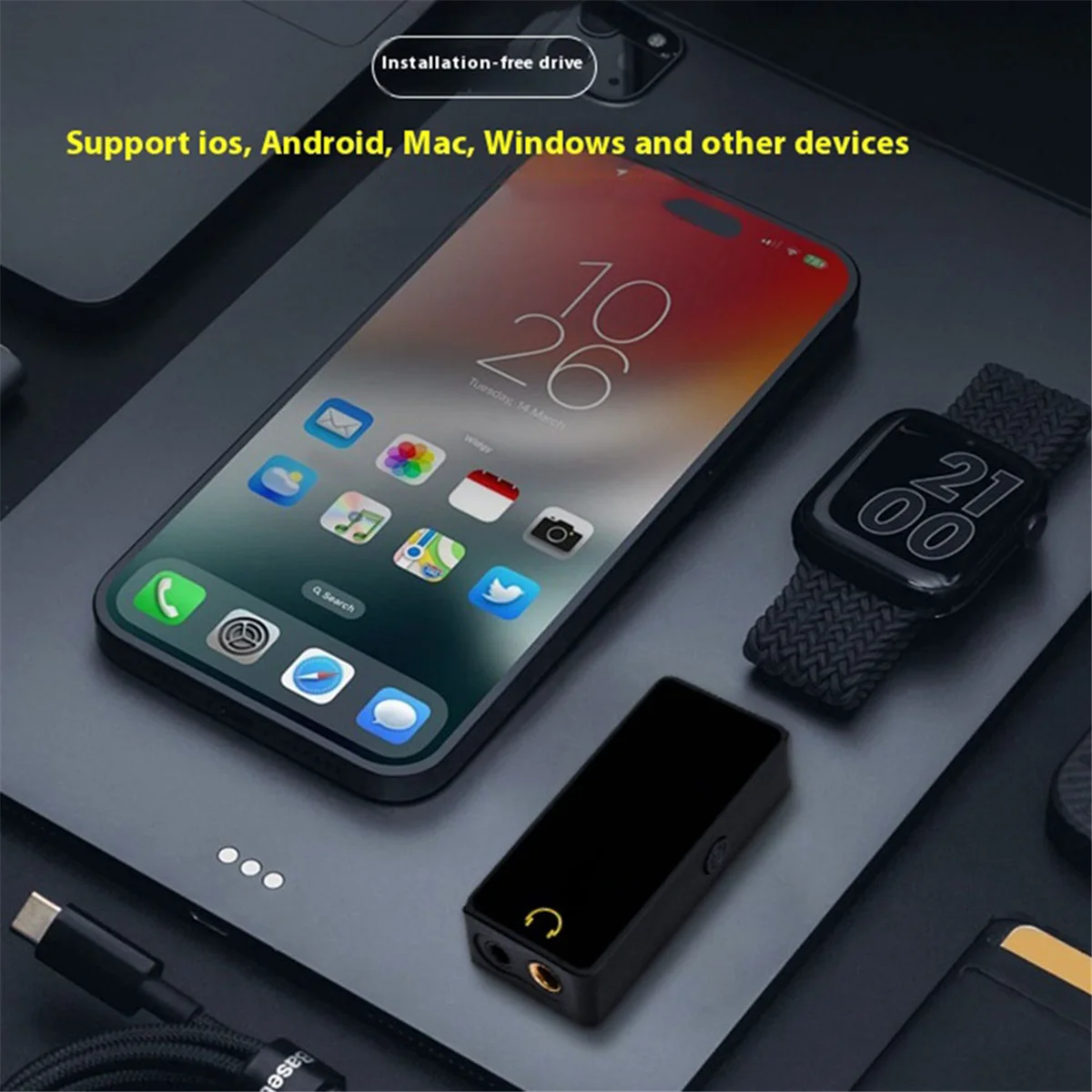 2025 + مضخم ضوت سماعات الرأس HIFI فك بطاقة صوت الهاتف 16bit/48 كيلو هرتز وحدة فك ترميز الصوت المحمولة لـ //IOS/Android #3