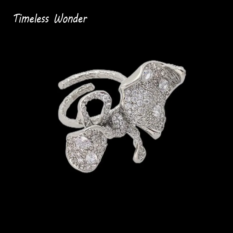 

Вневременное чудесное необычное коктейльное кольцо с кристаллами и цирконием, женское дизайнерское ювелирное изделие, милый редкий модный стиль высшего класса 7524