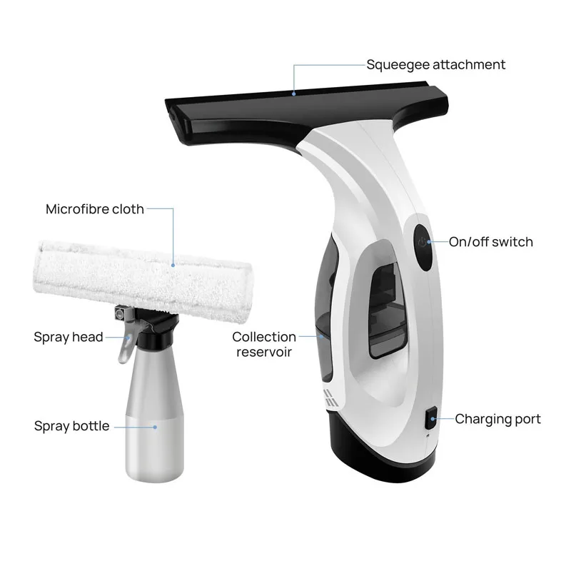 Wireless Electric Glass Cleaner Machine, 2200mAh Battery Portable Tool with 150ml Dirty Water Tank Efficient Portable Tool