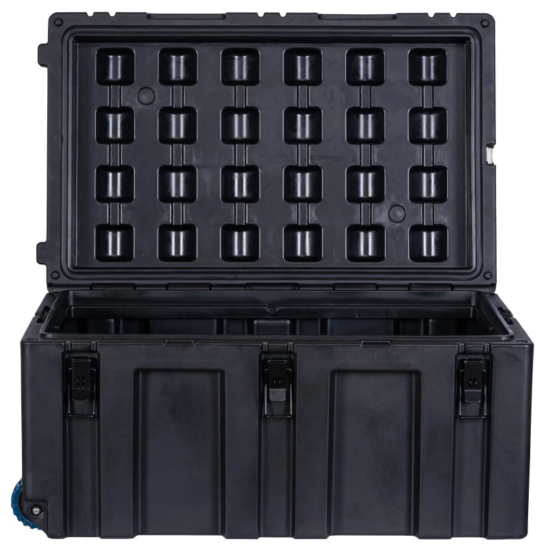 150L LLDPE Cargo Case Rugged Case Hard Plastic Rotomolded Tool Box 4WD Storage Box Black Color With Wheels