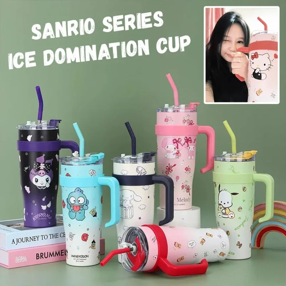 

Kitty 1200ml Large Capacity Vacuum Insulated Bottle Stainless Steel Double Drink Straw Cup Portable Leakproof Design Perfect