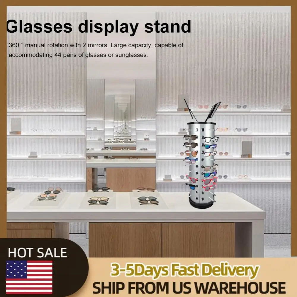 

Вращающийся на 360 градусов, 44 пары держателей для солнцезащитных очков с зеркалом, коллекция очков, стойка для солнцезащитных очков, подставка для солнцезащитных очков