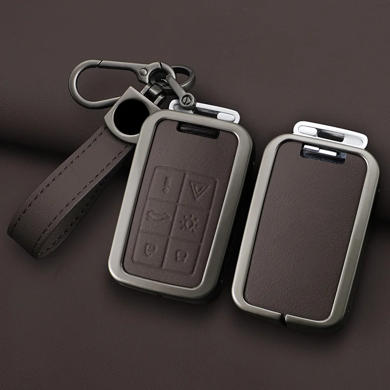 New Zinc Alloy Leather Car Smart Remote Key Case Cover For Volvo XC60 V60 S60 S80 XC70 V40 Autommotive Keychain Accessories