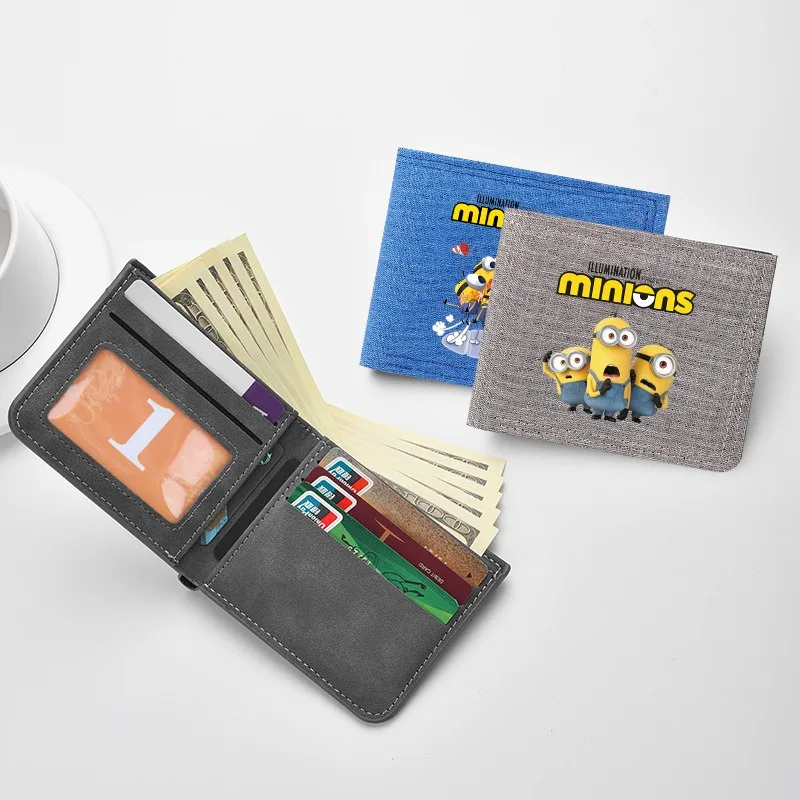 Minionses Cute Purse Women Men Outdoor Portable Wallets Cartoon Anime Pattern Printed Wallet Boys Girls Kawaii Purses Party Gift