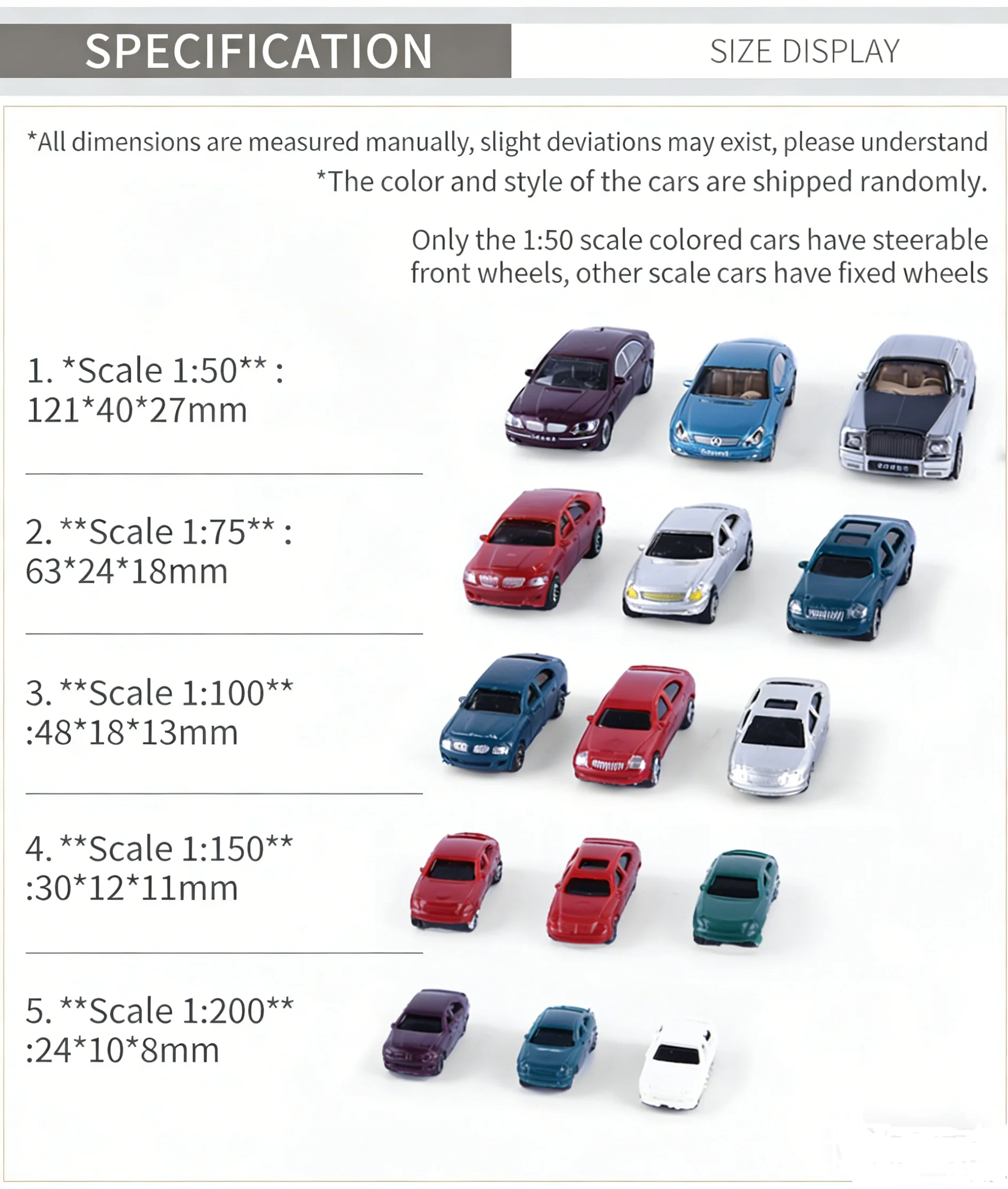 50pcs 1:87 1:150 1:200 Scale Miniature Vehicle Toy Car City Street Scene HO Scale Model Train N Gauge Model Railway Accessories