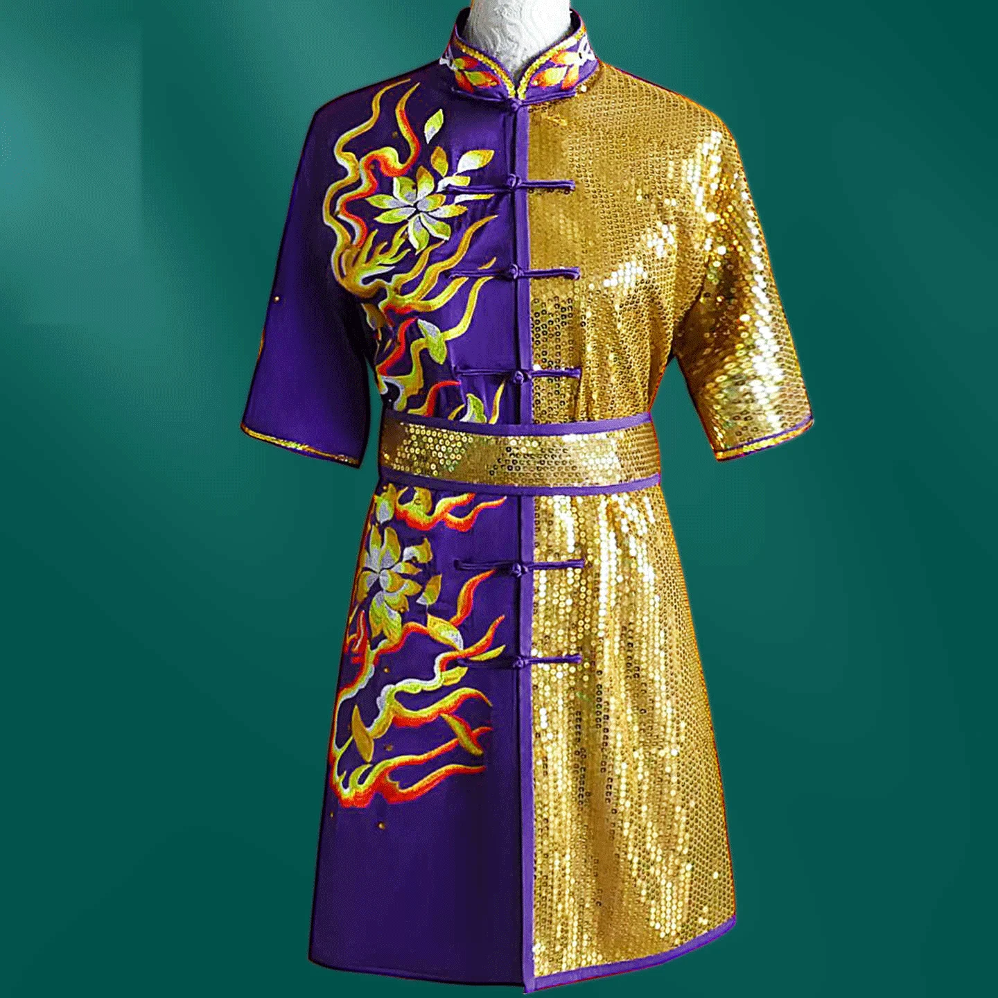 Yanwutang's new simulated silk martial arts uniform, embroidered sequins, long fist, Nanquan, children's competition costume, co