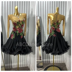 Women Ballroom Salsa Rhythm Latin Rumba Dance Dress US 10 UK 12 New Latin dance competition dress